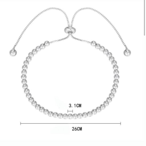 925 Sterling Silver Beaded Adjustable Bracelet - Picture 3 of 3